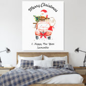 Merry Christmas Watercolor Santa Canvas Afdruk (Insitu (Slaapkamer))