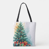 Merry Christmas Waterverf Art Tas (Achterkant)