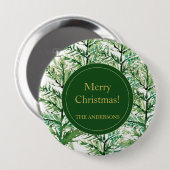 Merry Christmas Waterverf Art Tree gepersonaliseer Ronde Button 4,0 Cm (Voorkant /achterkant)