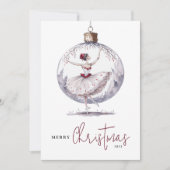 Merry Christmas Waterverf Bauble Foto Feestdagenkaart (Voorkant)