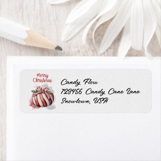 Merry Christmas Waterverf Candy Cane Snoep Etiket (Insitu)