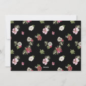 Merry Christmas Waterverf Flower Black Feestdagenkaart (Achterkant)