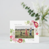 Merry Christmas Waterverf Flower Feestdagenkaart (Staand voorkant)