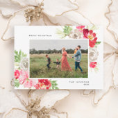 Merry Christmas Waterverf Flower Feestdagenkaart