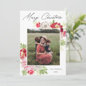 Merry Christmas Waterverf Flower Feestdagenkaart (Staand voorkant)