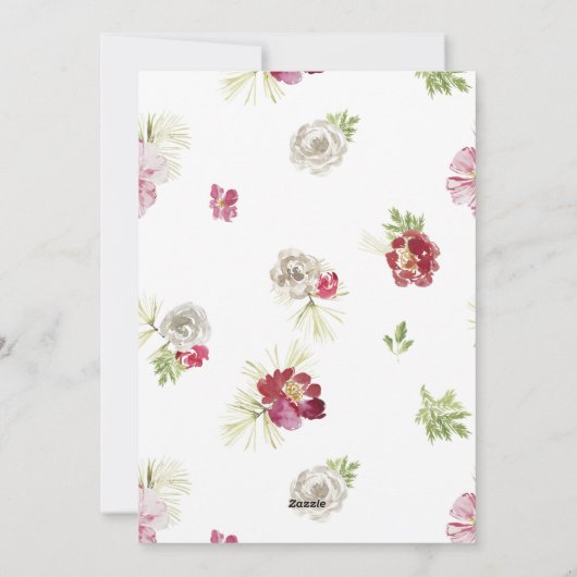 Merry Christmas Waterverf Flower Feestdagenkaart (Achterkant)