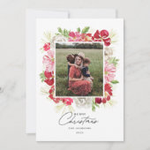 Merry Christmas Waterverf Flower Lijst Feestdagenkaart (Voorkant)