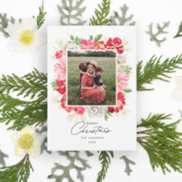 Merry Christmas Waterverf Flower Lijst Feestdagenkaart