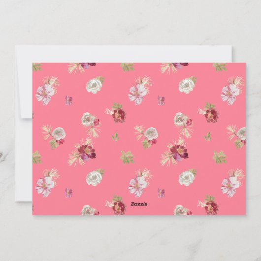 Merry Christmas Waterverf Flower Pink Feestdagenkaart (Achterkant)