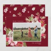 Merry Christmas Waterverf Flower Red Feestdagenkaart (Voorkant / Achterkant)