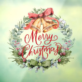 Merry Christmas Waterverf Flower Wreath Shop Raamsticker (Vel 3)