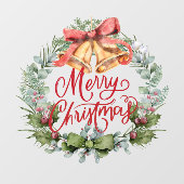 Merry Christmas Waterverf Flower Wreath Shop Raamsticker (Vel)