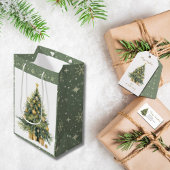 Merry Christmas Waterverf Gold Script Return Etiket