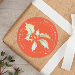 Merry Christmas waterverf Holy gepersonaliseerd ro Ronde Sticker