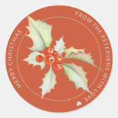 Merry Christmas waterverf Holy gepersonaliseerd ro Ronde Sticker (Voorkant)