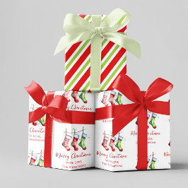 Merry Christmas Waterverf Kousen Custom Inpakpapier Vel