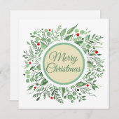 Merry Christmas Waterverf Krans 2.0 Feestdagenkaart (Voorkant / Achterkant)