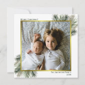 Merry Christmas Waterverf Pine Sage & Gold Foto Feestdagenkaart (Voorkant)