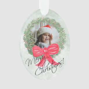 Merry Christmas Waterverf Pine Wreath Foto Lijst Ornament