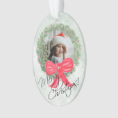 Merry Christmas Waterverf Pine Wreath Foto Lijst Ornament (voorkant)