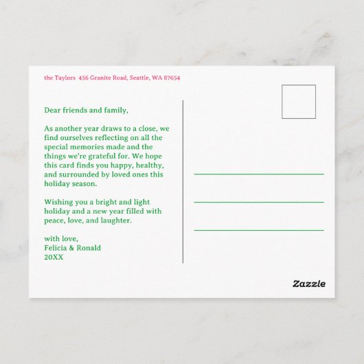 MERRY CHRISTMAS Waterverf Plaid CUSTOM Arch FOTO Briefkaart (Achterkant)