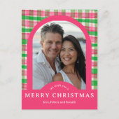 MERRY CHRISTMAS Waterverf Plaid CUSTOM Arch FOTO Briefkaart (Voorkant)
