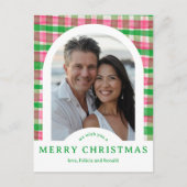 MERRY CHRISTMAS Waterverf Plaid CUSTOM Arch FOTO Briefkaart (Voorkant)