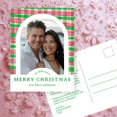 MERRY CHRISTMAS Waterverf Plaid CUSTOM Arch FOTO Briefkaart