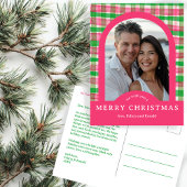 MERRY CHRISTMAS Waterverf Plaid CUSTOM Arch FOTO Briefkaart