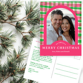 MERRY CHRISTMAS Waterverf Plaid CUSTOM Arch FOTO Briefkaart
