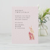 MERRY CHRISTMAS | Waterverf Stripe Scarf Bunny (Staand voorkant)