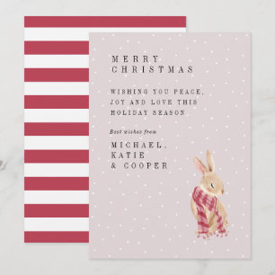 MERRY CHRISTMAS   Waterverf Stripe Scarf Bunny