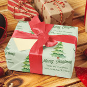 Merry Christmas Waterverf Tree Custom Inpakpapier Vel