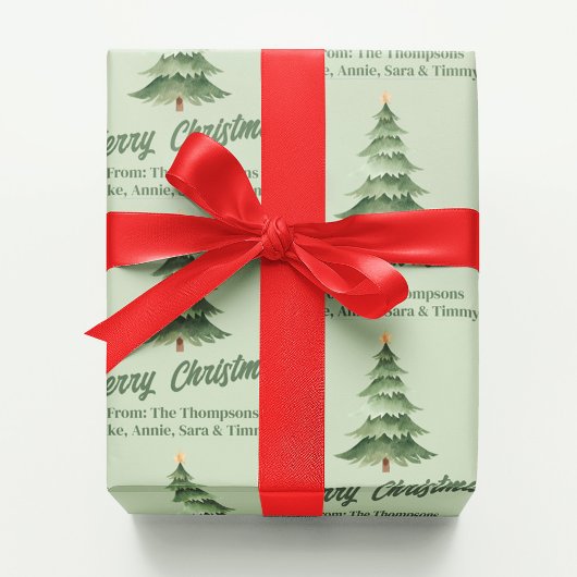 Merry Christmas Waterverf Tree Custom Inpakpapier Vel