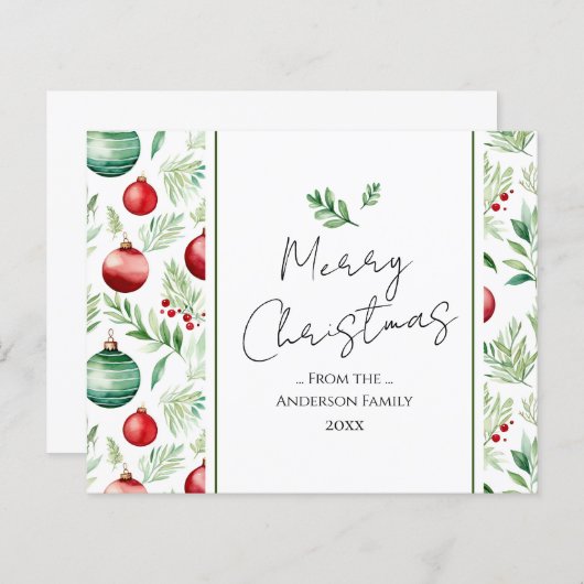 Merry Christmas Waterverf Tree Ornament (Voorkant / Achterkant)