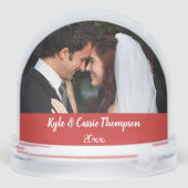 Merry Christmas Wedding Double Photo Sneeuwbol (Achterkant)