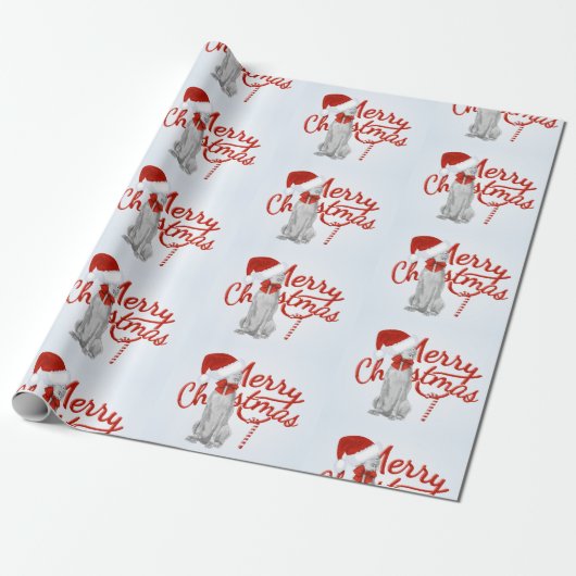 MERRY CHRISTMAS WEIMARANER WRAPPING PAPER CADEAUPAPIER (Uitgerold)