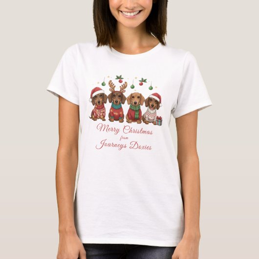 Merry Christmas Weiner Dachshund Holiday T-shirt (Voorkant)
