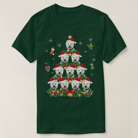 Merry Christmas Westie Dog Santa Tree Pajama Sweat T-shirt (Design voorkant)