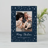 Merry Christmas Whimsical Festive Sparkling Stars Folie Feestdagenkaart (Staand Voorkant)