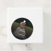 Merry Christmas Whimsical Script  Baby Photo  Bedankjes Labels (In situ)