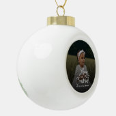 Merry Christmas Whimsical Script Baby Photo Keramische Bal Ornament (Links)