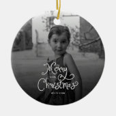 Merry Christmas Whimsical Script custom Photo Dog Keramisch Ornament (Voorkant)