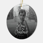Merry Christmas Whimsical Script custom Photo Dog Keramisch Ornament (Links)