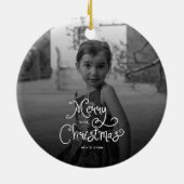 Merry Christmas Whimsical Script custom Photo Dog Keramisch Ornament (Achterkant)