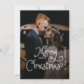 Merry Christmas Whimsical Script  Custom Photo  Feestdagenkaart (Voorkant)