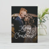 Merry Christmas Whimsical Script Custom Photo Feestdagenkaart (Staand voorkant)
