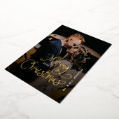 Merry Christmas Whimsical Script  Custom Photo  Folie Feestdagenkaart (Gedraaid)