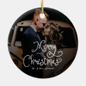 Merry Christmas Whimsical Script Custom Photo Keramisch Ornament (Achterkant)