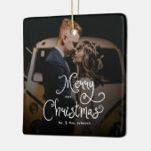 Merry Christmas Whimsical Script  Custom Photo  Keramisch Ornament (Links)